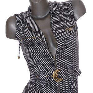 HOODED Romper JUMPSUIT Wide Leg Pants Playsuit POLKA DOT Party Club Casual S